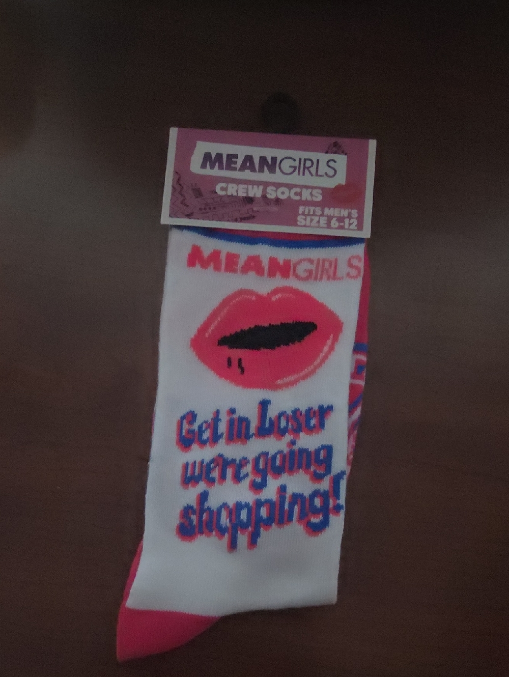 Mean Girls Crew Socks - White & Pink Graphic